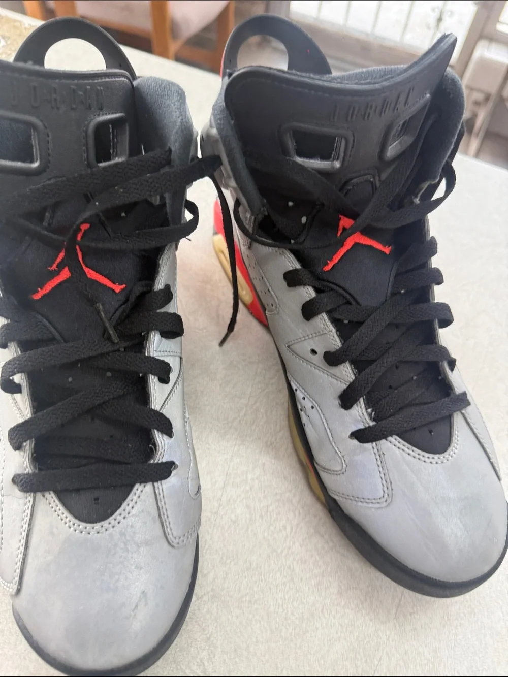 Jordan Men’s High-Top Sneakers - Black, Gray & Red